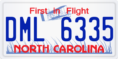 NC license plate DML6335