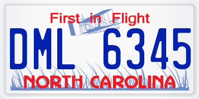 NC license plate DML6345