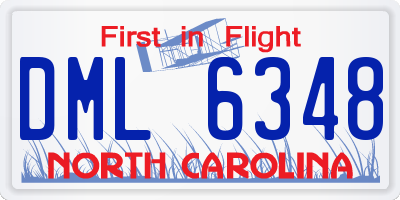NC license plate DML6348