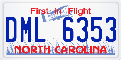 NC license plate DML6353