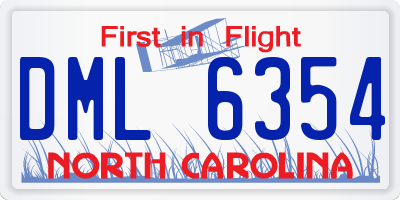 NC license plate DML6354