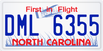 NC license plate DML6355