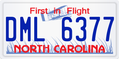 NC license plate DML6377