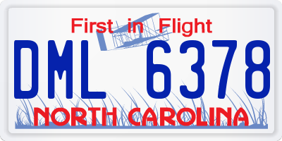 NC license plate DML6378