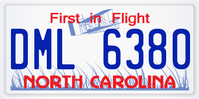 NC license plate DML6380