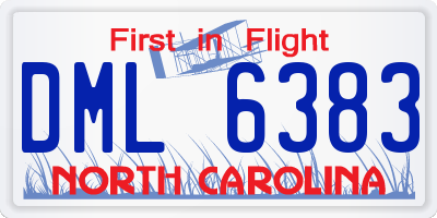 NC license plate DML6383