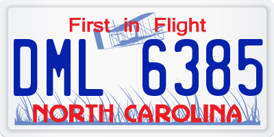 NC license plate DML6385
