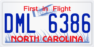 NC license plate DML6386