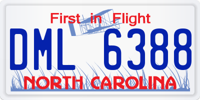 NC license plate DML6388