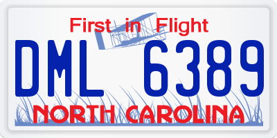 NC license plate DML6389