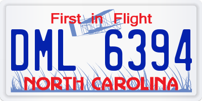 NC license plate DML6394