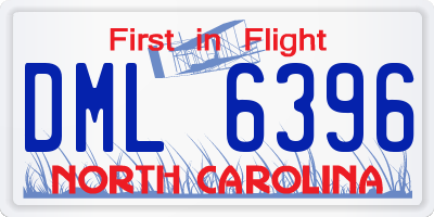 NC license plate DML6396