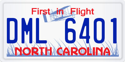 NC license plate DML6401