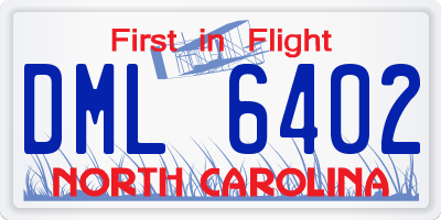 NC license plate DML6402