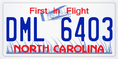NC license plate DML6403
