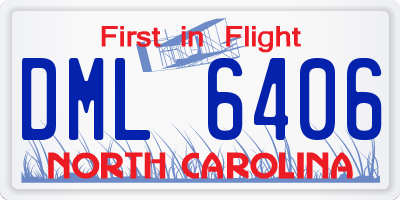 NC license plate DML6406