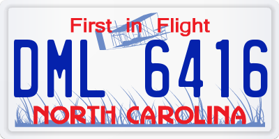 NC license plate DML6416