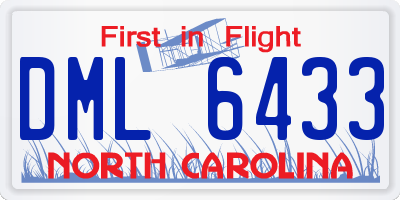 NC license plate DML6433