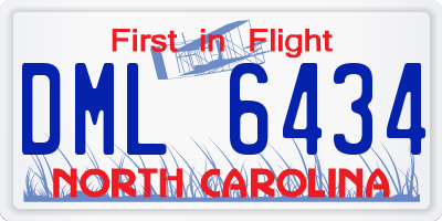 NC license plate DML6434