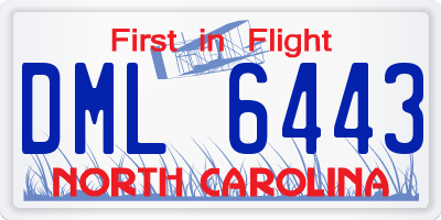 NC license plate DML6443