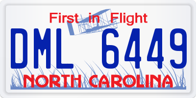 NC license plate DML6449