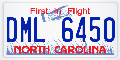 NC license plate DML6450