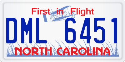 NC license plate DML6451
