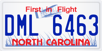 NC license plate DML6463