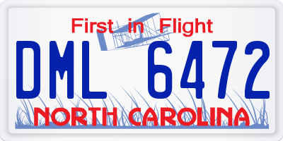 NC license plate DML6472