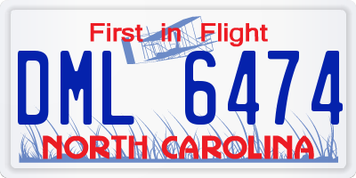 NC license plate DML6474