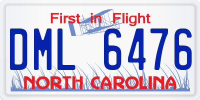 NC license plate DML6476
