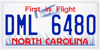 NC license plate DML6480