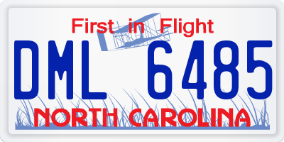 NC license plate DML6485