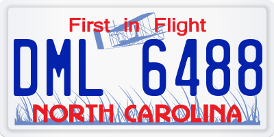 NC license plate DML6488