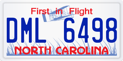 NC license plate DML6498