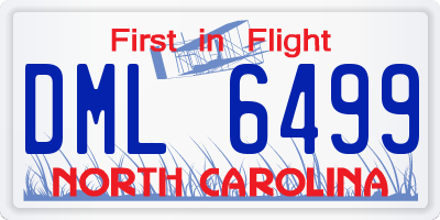 NC license plate DML6499