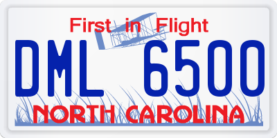 NC license plate DML6500