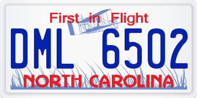 NC license plate DML6502