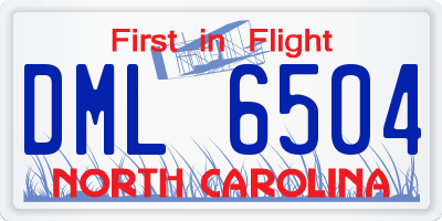 NC license plate DML6504