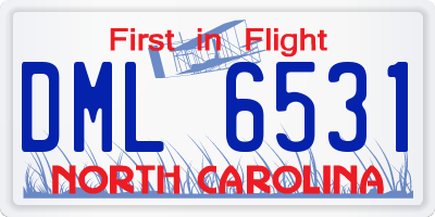 NC license plate DML6531