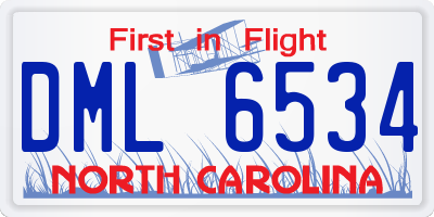 NC license plate DML6534