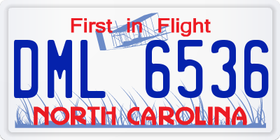 NC license plate DML6536