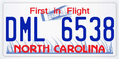 NC license plate DML6538