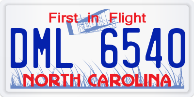 NC license plate DML6540