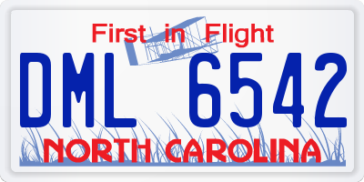 NC license plate DML6542