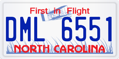 NC license plate DML6551