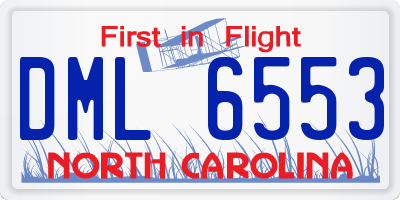 NC license plate DML6553