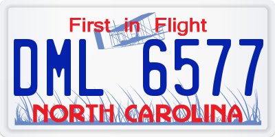 NC license plate DML6577