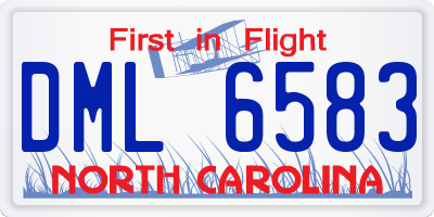 NC license plate DML6583