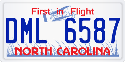 NC license plate DML6587
